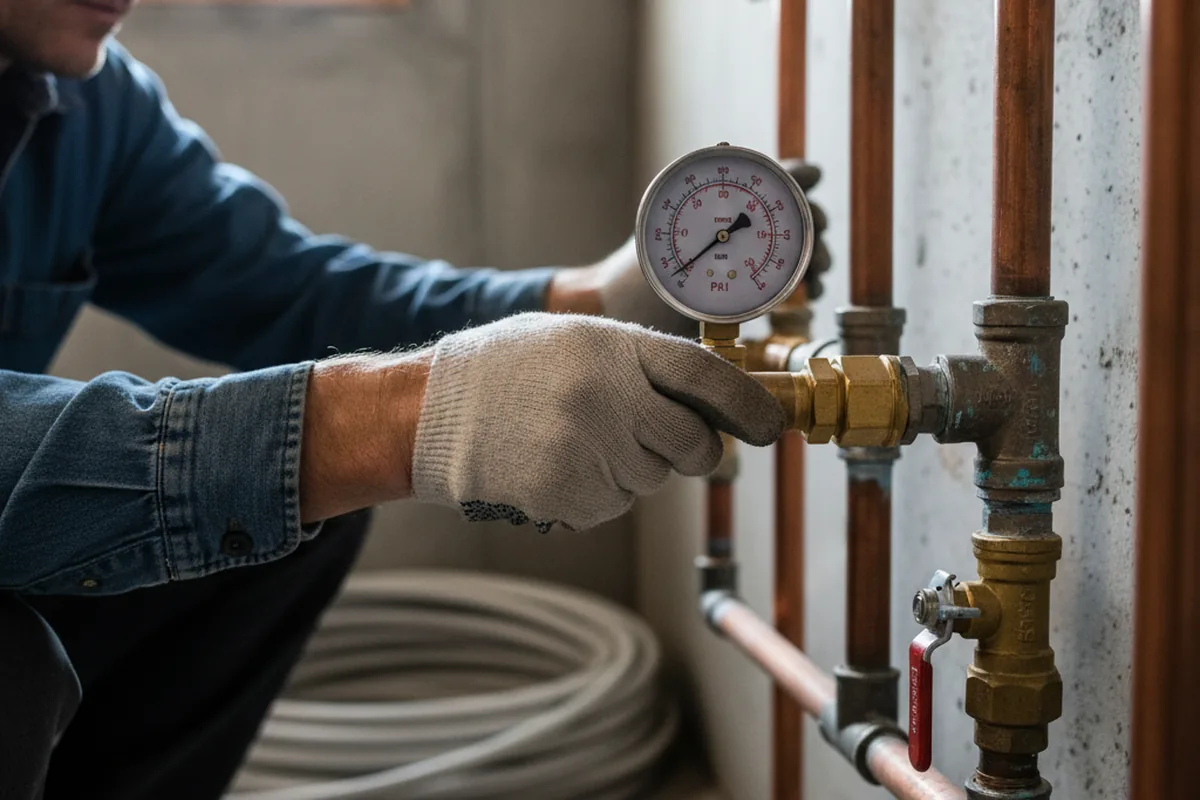 Pressure testing a repaired line during Water Line Repair in Tacna